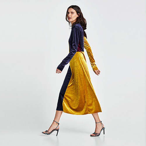 2018 Hot New Velvet color matching dress